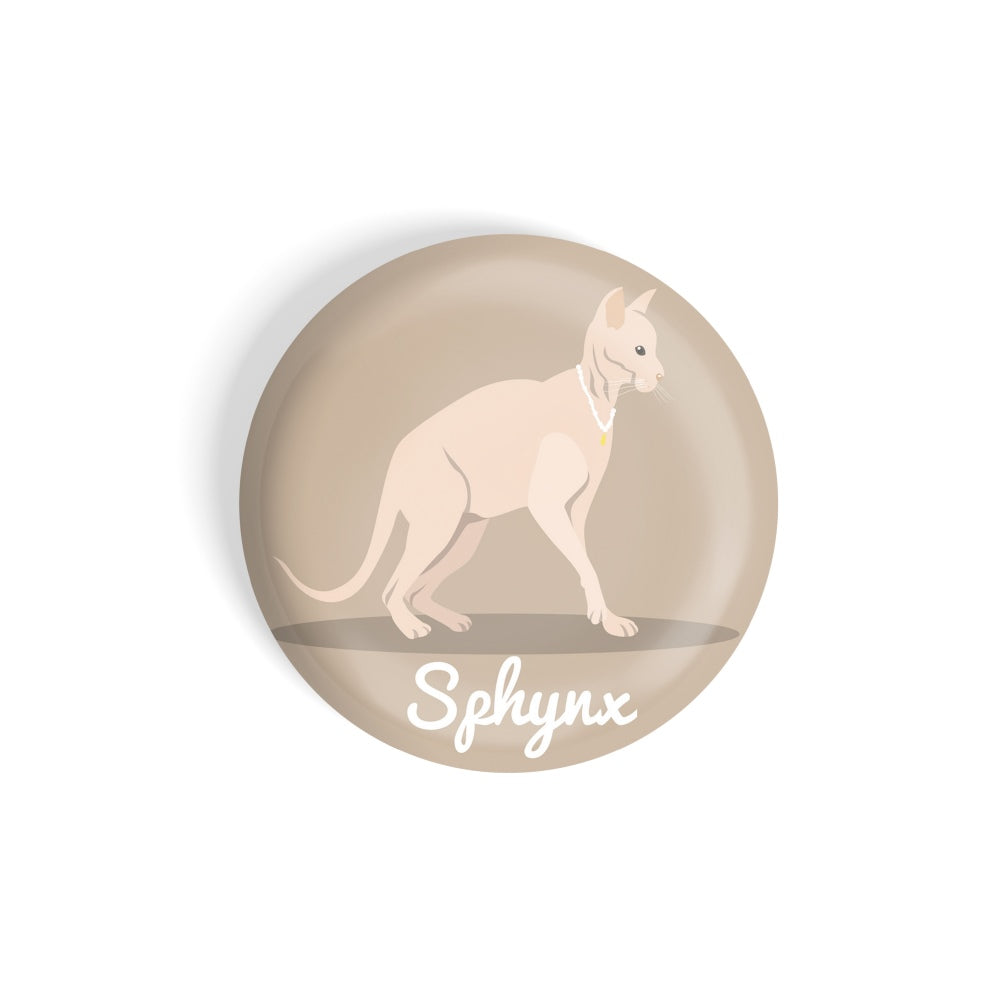 dhcrafts Round Fridge Magnet Brown Color Sphynx Pet Cat Glossy Finish Design Pack of 1 (58 mm)